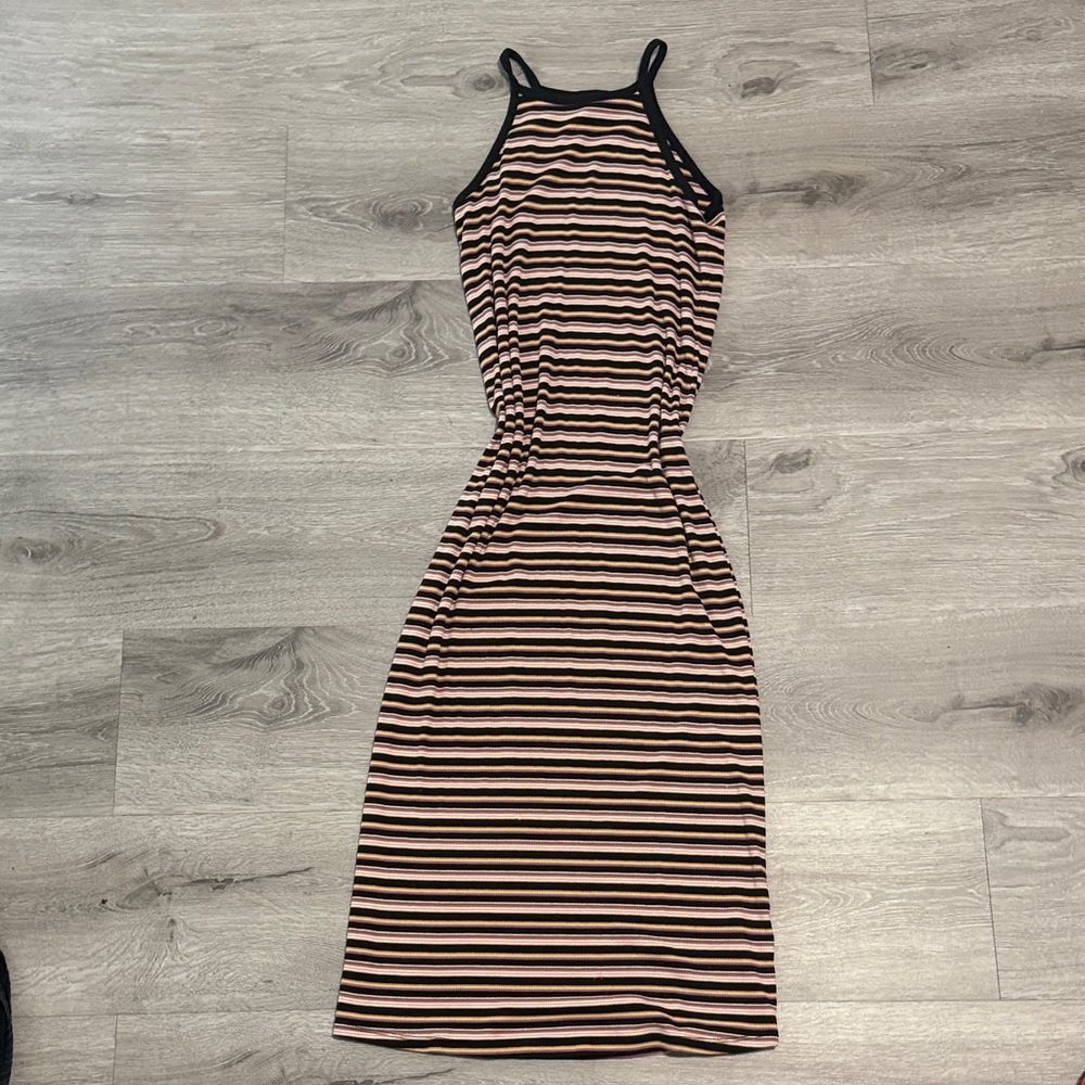 Art Class Black and Tan Striped Maxi Dress